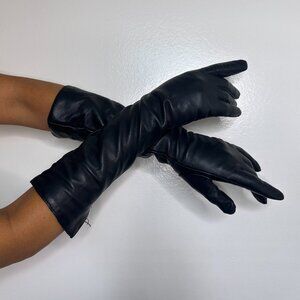 Long Black Leather Gloves